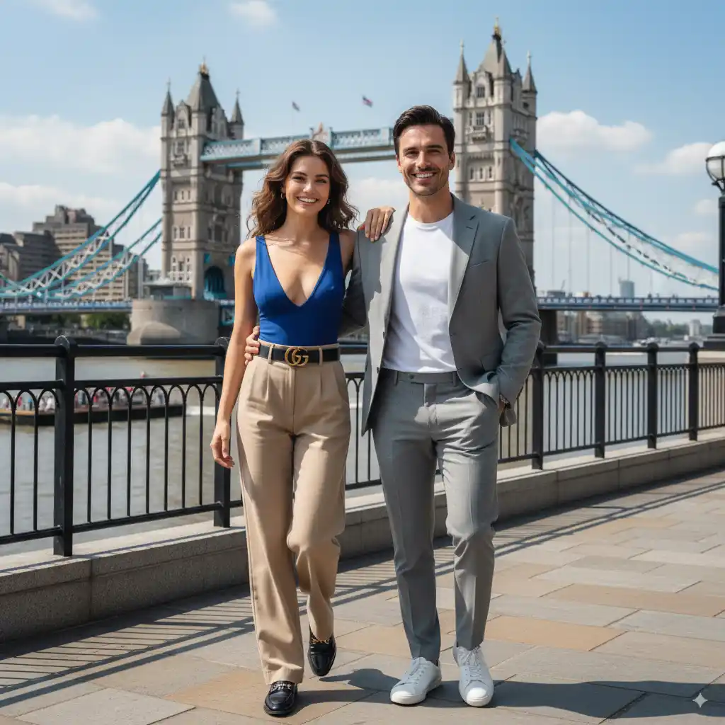 Riverside Promenade — AI Couple Photo Template